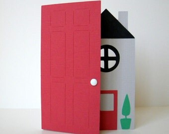 New Home Card, House Warming, Gray, Red, Black