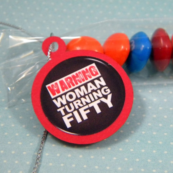 50th Birthday Candy Treat Bag Favors - Warning Woman Turning Fifty Set of 12 Il_570xn