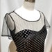 Sheer black net velvet top with sweetheart front black velvet silver circles hand made Sz Medium