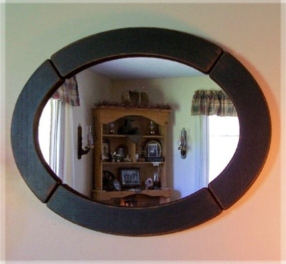 Primitive Colonial Wall Mirror Oval Wood Frame Color Choice