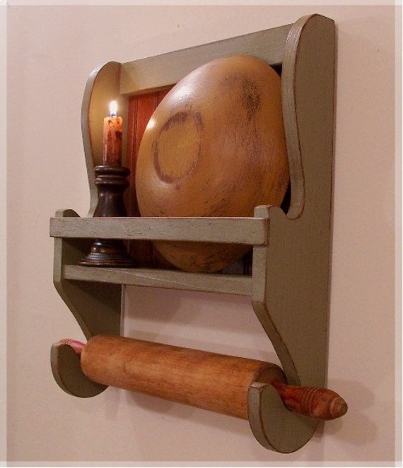 Farmhouse Rolling Pin Bowl Rack Primitive Kitchen Storage