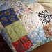 Vintage Lap Quilt / Antique Baby Quilt / Turquoise Blues / Cotton Fabric