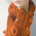 Orange Ruffle Scarf, Crocheted Scarf, Vegan, All Season