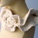 Knit Ruffled Neck Warmer, Flower Collar, White Organic Cotton Cowl, Vegan, Eco Fashion