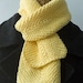 Yellow Cotton Scarf, Hand Knit, Pastel Winter Accessory