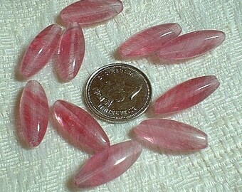 Czech Glass Beads, Hairpipe, Fuchsia Pink, Marbled, 18mm X 7mm, 10 pcs