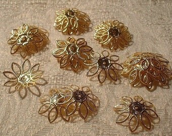 Flower Bead Caps, 22mm, Goldplated, Adjustable, 30 pcs. No. 85710GP