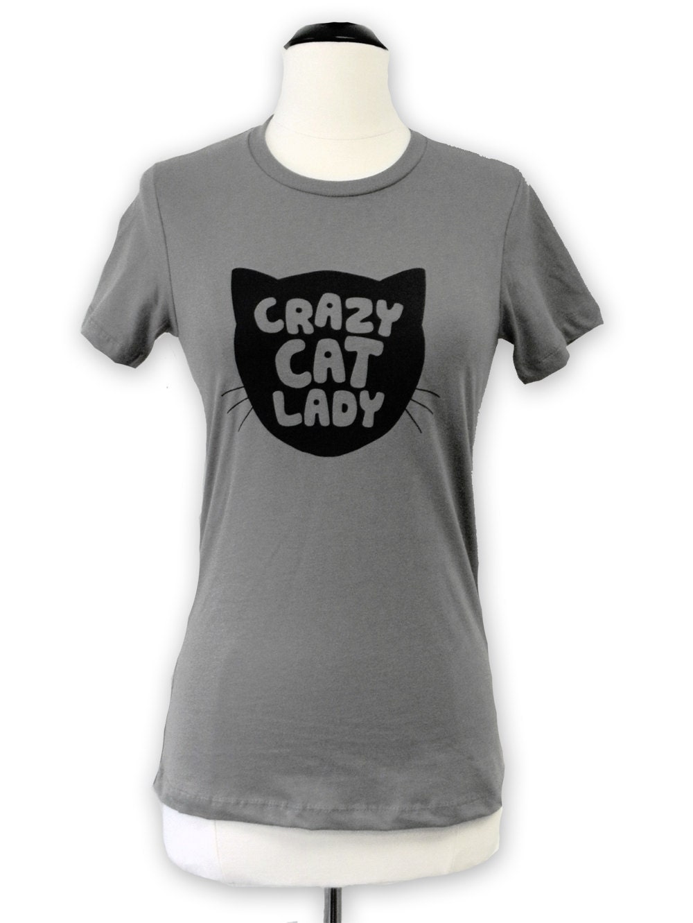 Womens Cat T shirt Crazy Cat Lady Print on Grey by theboldbanana