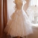 Wedding Dress / 50s Wedding Dress / Vintage 1950s White Lace Ballerina Tea Length Wedding Dress Size S