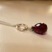 Garnet Teardrop Necklace - Argentium Sterling Silver Chain