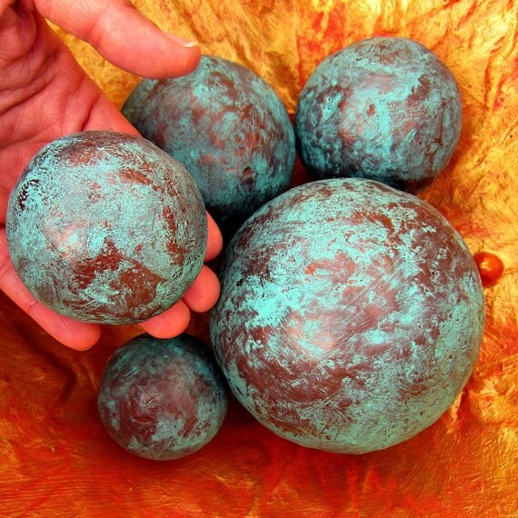 Paper Mache Balls Rustic Papier Mache Decorative by studioRenee