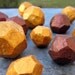 Decorative Handsculpted Gems Set of 12 in Gold and Copper Paper Mache