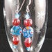 Venetian millefiori glass earrings sky blue and red silver