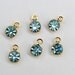 Sale! - Vintage Aquamarine Crystal 6mm Swarovski Rhinestone Charms in Gold Plate (6) F264