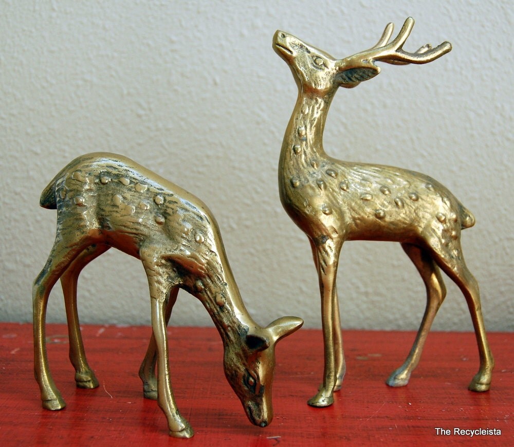 vintage solid brass deer couple decorative figurines stag doe vintage solid brass deer couple decorative figurines stag doe