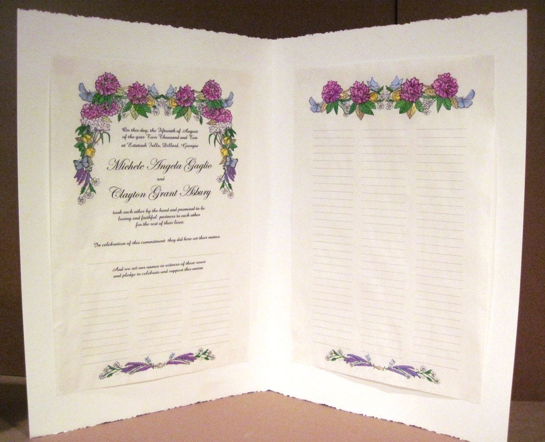 Butterflies Quaker Marriage Certificate by RichHoursArt on Etsy
