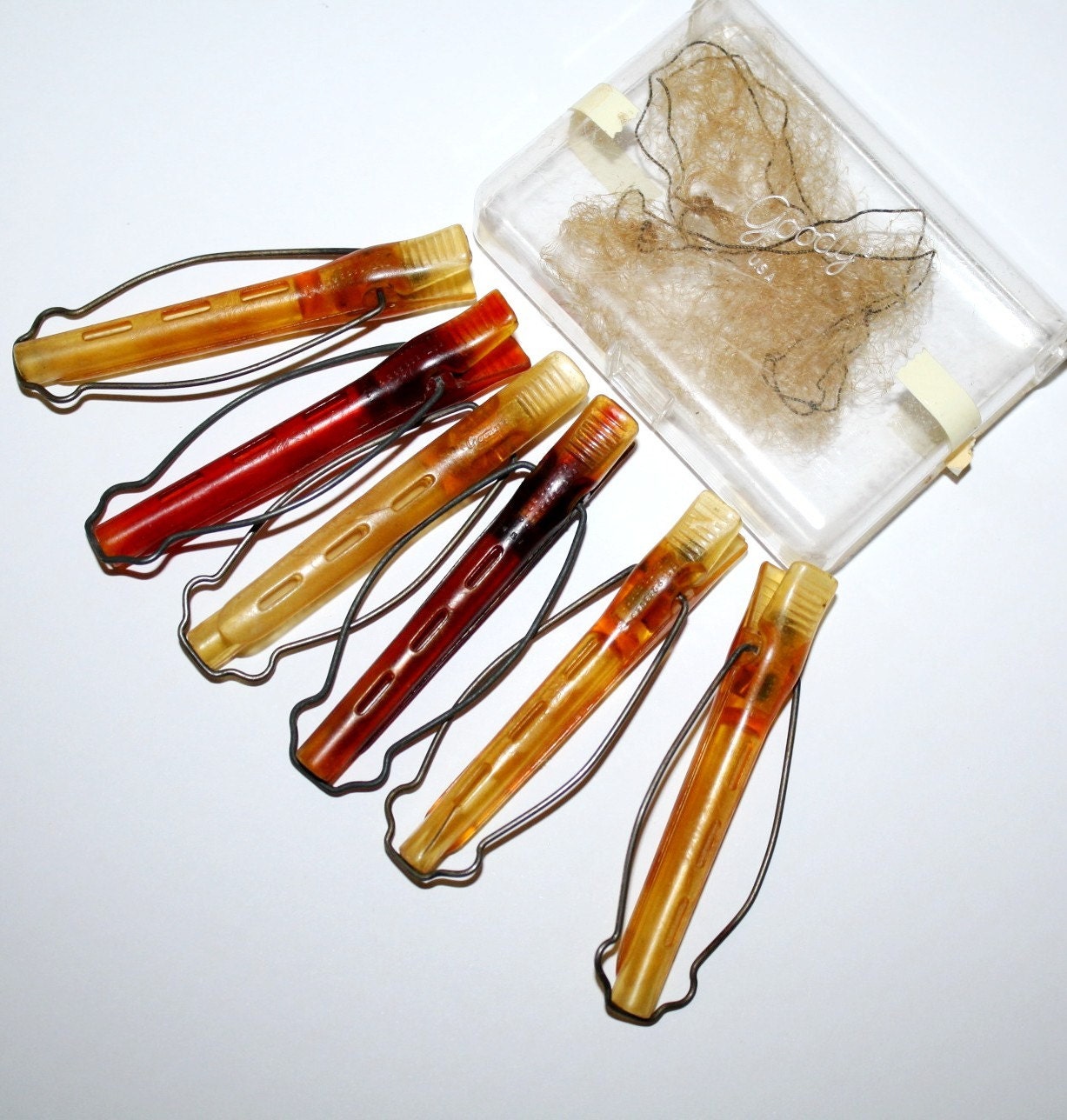 Sale RARE 1940s Vintage Celluloid lucite GOODY Hair Curlers
