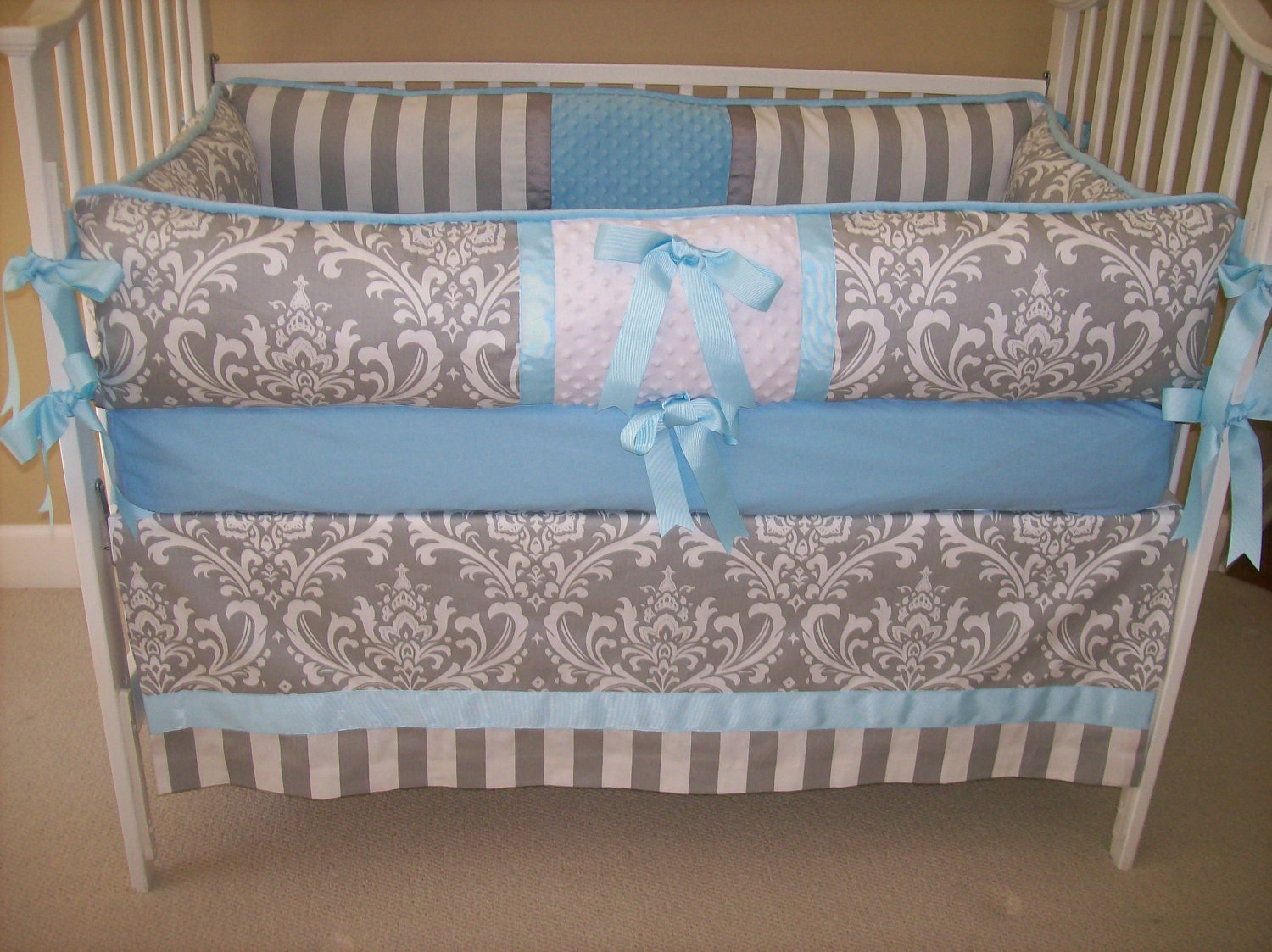 Blue and Grey Baby Bedding