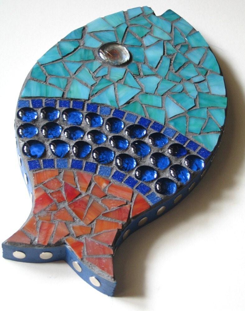 Red Fish Blue Fish Mosaic Wall Art