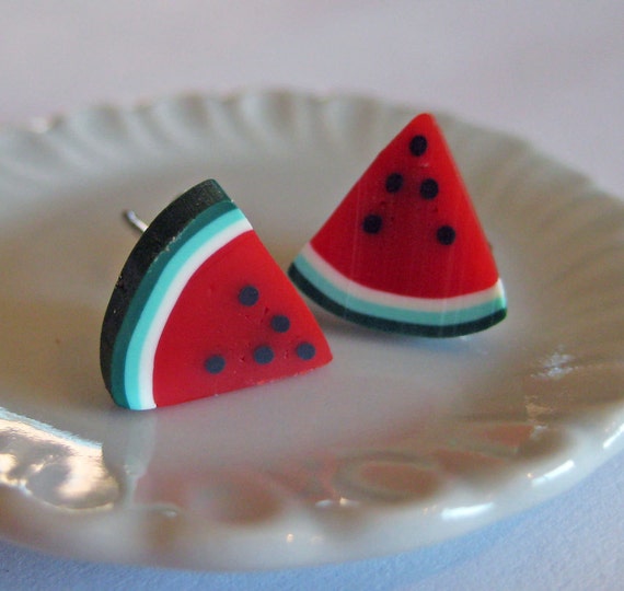 Food Jewelry Watermelon Earrings Polymer Clay by Artwonders