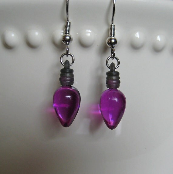christmas light bulb earrings old fashioned purple holiday christmas light bulb earrings old fashioned purple holiday