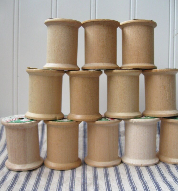 12 Vintage Wooden spools large empty sewing spools grp1