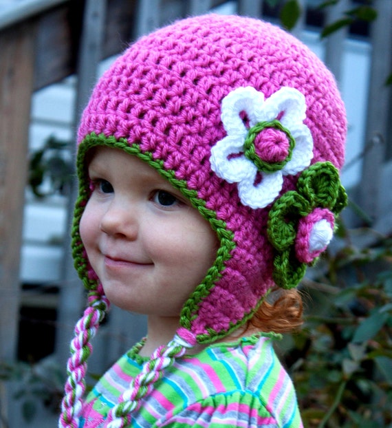 Items similar to Hot Pink Flower Hat for Girls, Toddler Girl Hat, Adult ...