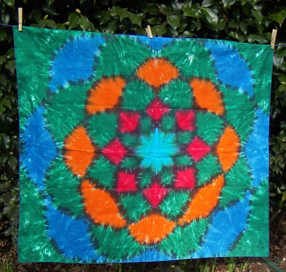 Lotus Flower Mandala Tie Dye Tapestry by tiedyedmonkeys on Etsy