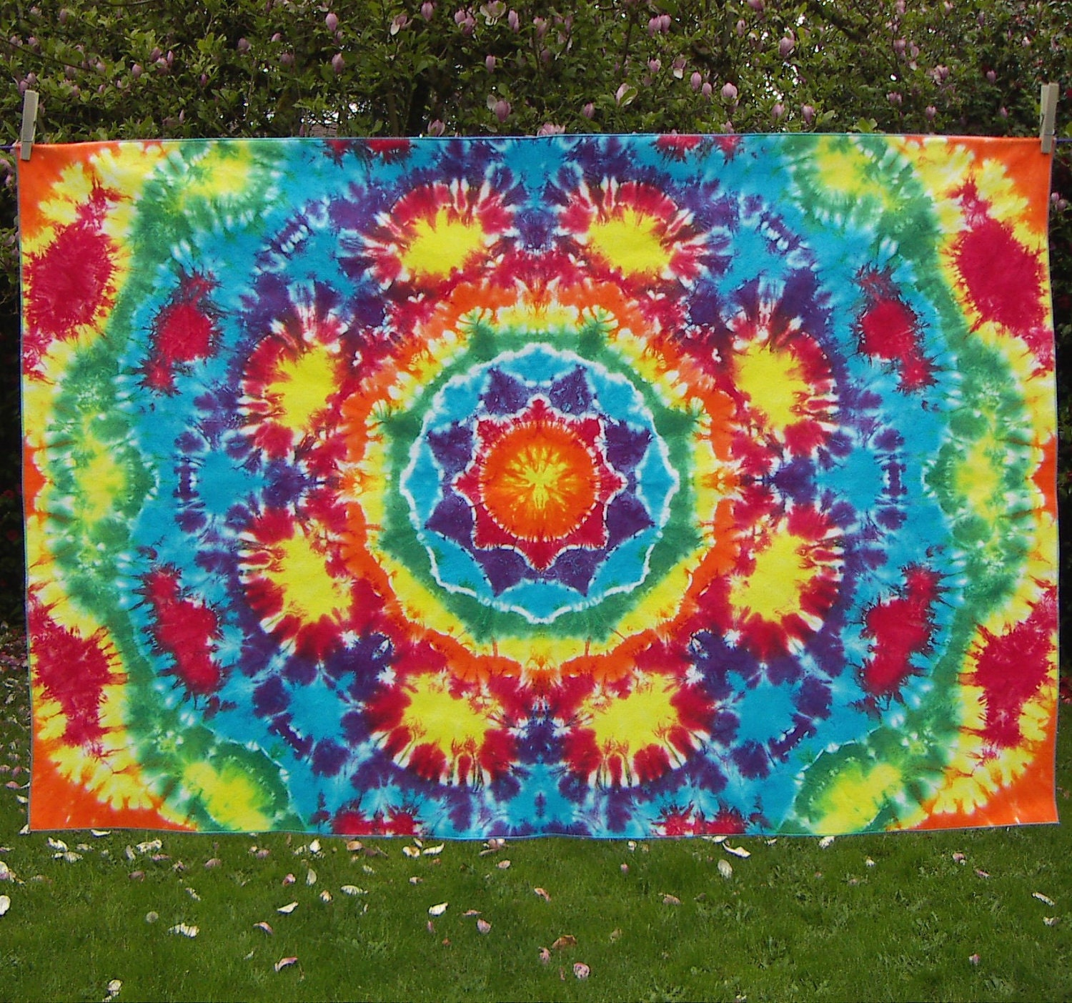 Rainbow Mandala Tie Dye Tapestry Tie Dye Fabric Ready to