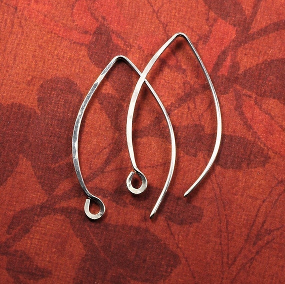 Long Sterling Silver Ear Wires Hammered Handmade Earwires 20