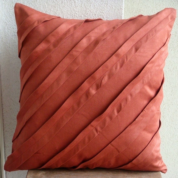 Contemporary Rust Pillow Sham Covers 24x24 Inches Suede