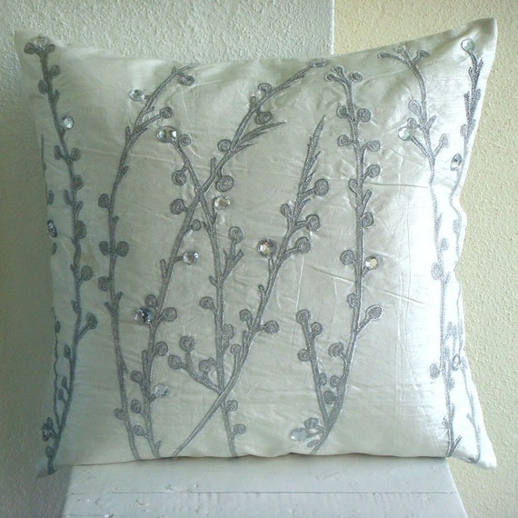 Designer White Pillow Cases 16x16 Silk Throw