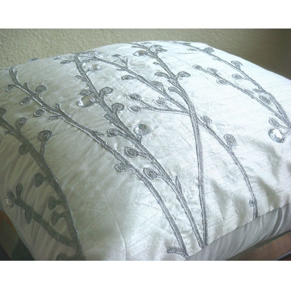 Designer White Pillow Cases 16x16 Silk Throw