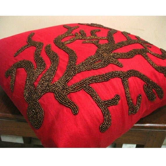 Coral Rhapsody Throw Pillow Covers 20x20 Inches Silk