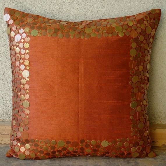Rust Glamor Euro Sham 26x26 Inches Silk Dupion Euro Sham