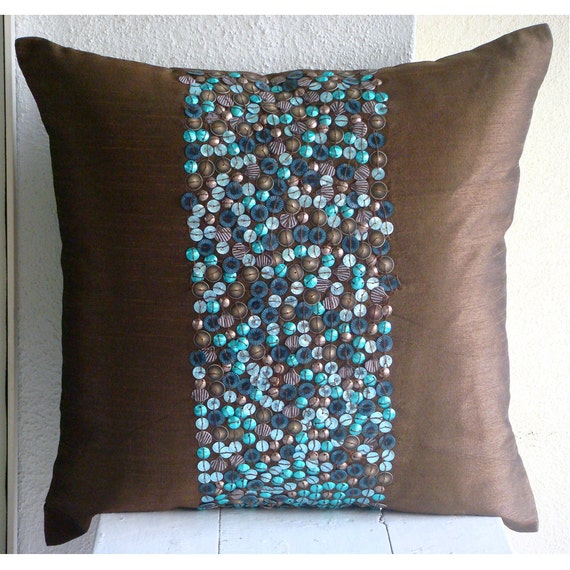 Luxury Brown Throw Pillow Covers 16x16 Silk