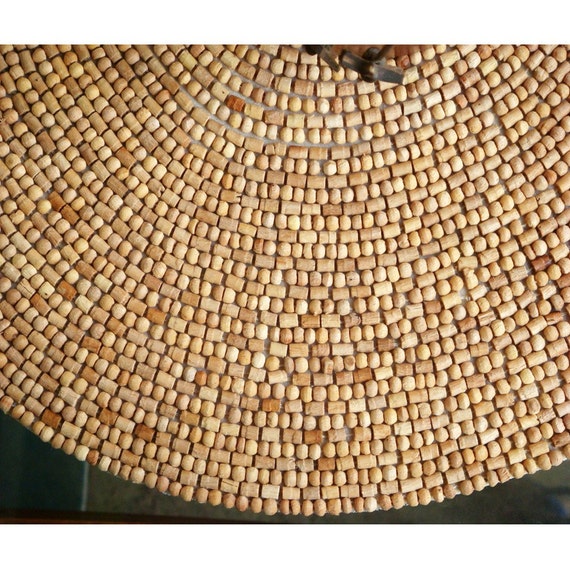 Natural Wood 14 Inches Round Placemat made with wooden beads