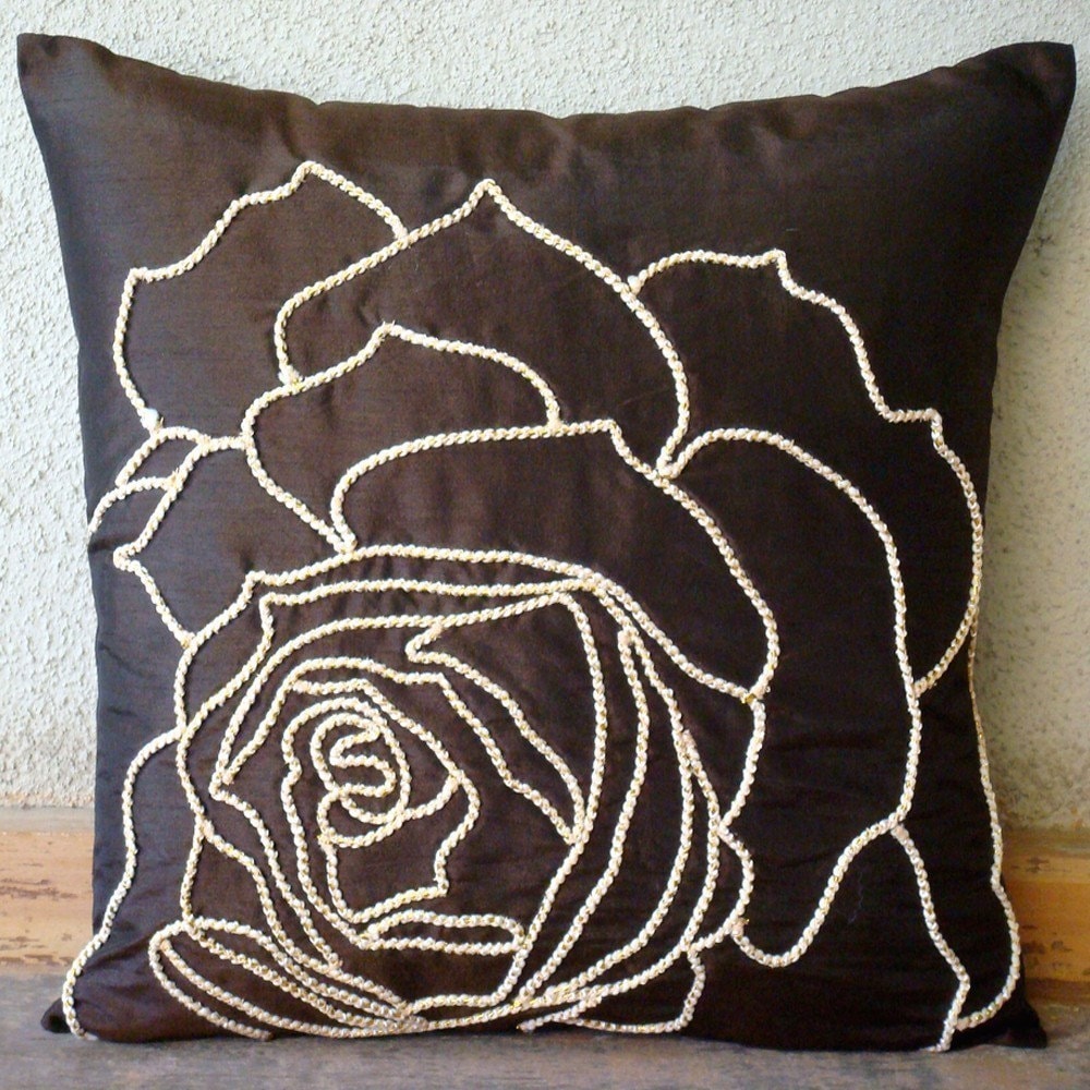 Enchanted Rose Throw Pillow Covers 18x18 Inches Silk