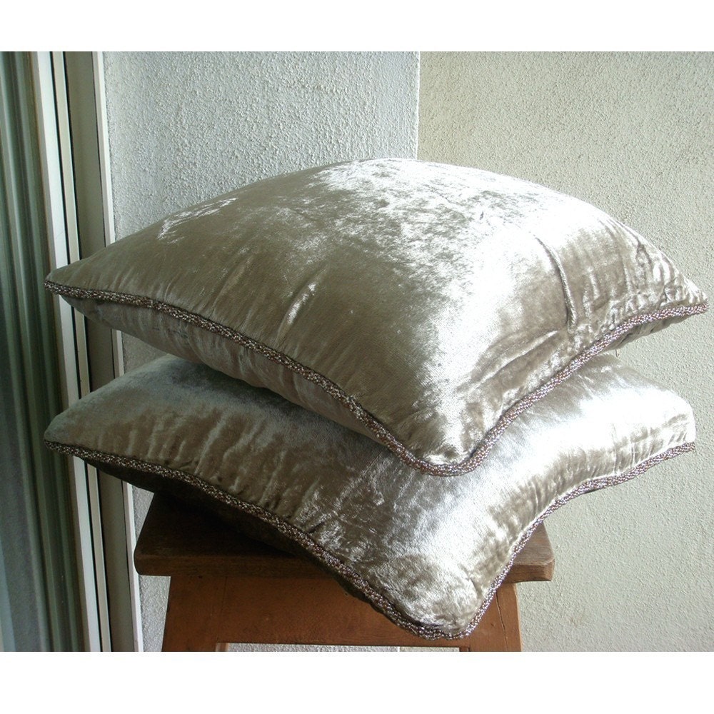 Pearl Shimmer Euro Sham Covers 26x26 Inches Velvet Euro