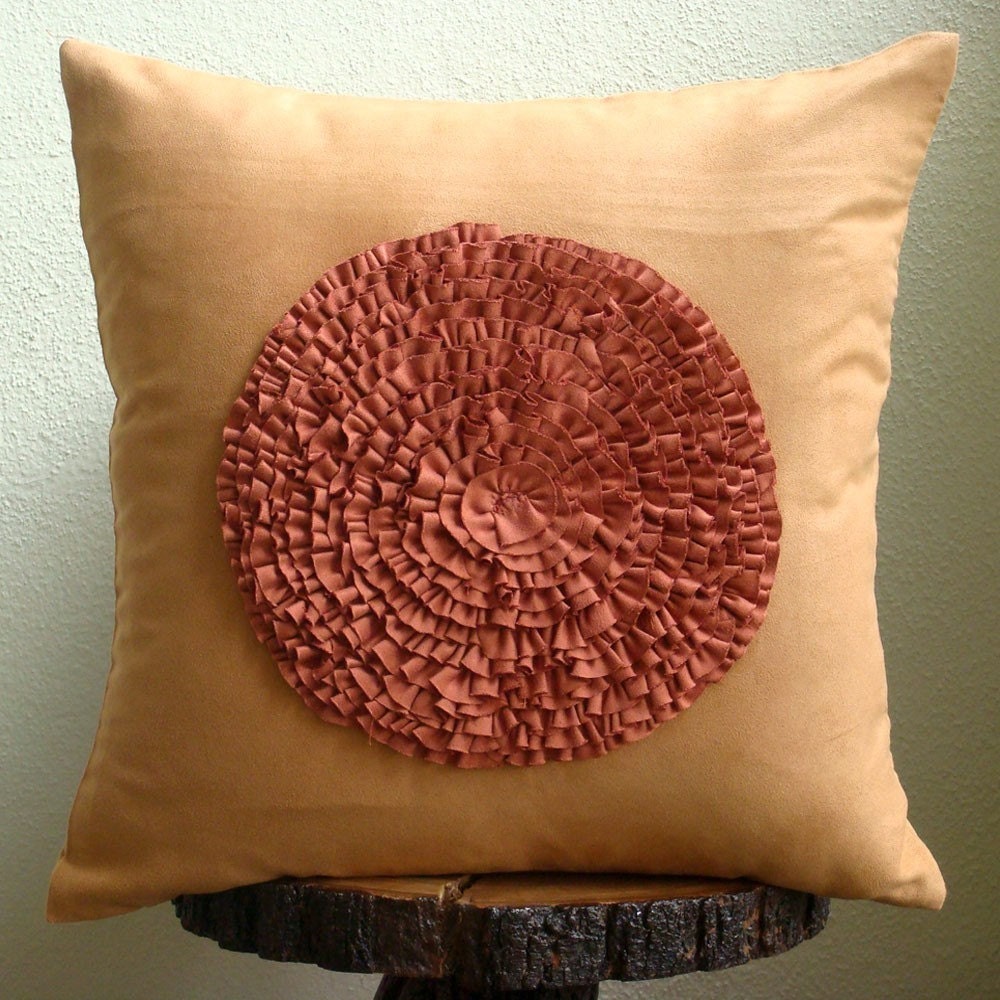 Vintage Rust Flower Throw Pillow Covers 20x20 Inches   Il Fullxfull.191791226 