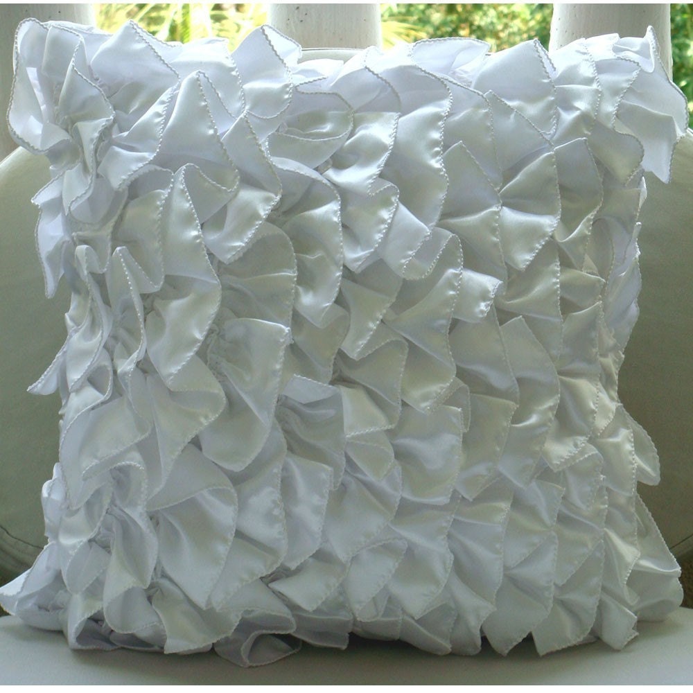 Handmade White Pillow Cases 16x16 Satin Throw