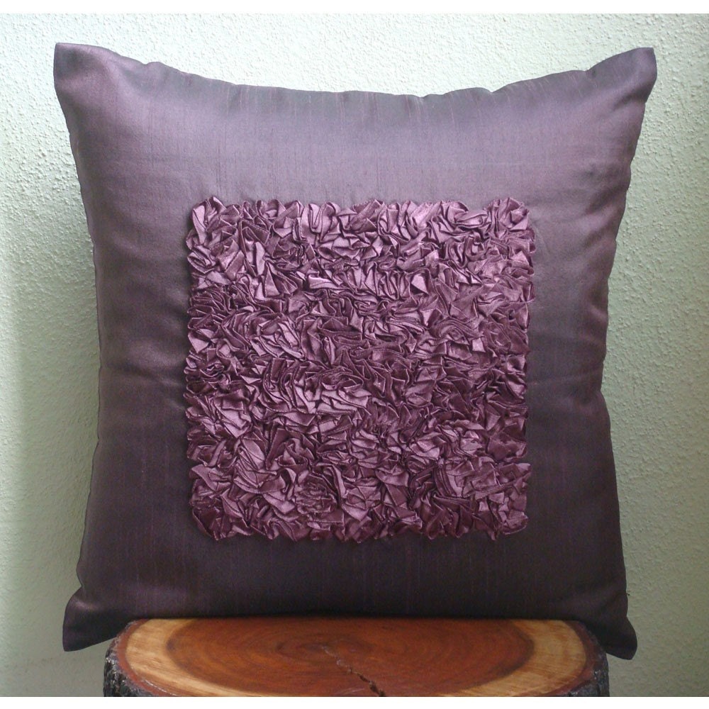 Designer Plum Throw Pillow Covers 16x16 Silk