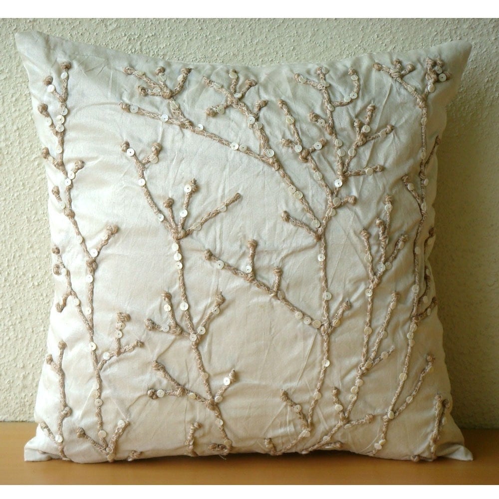 Beige Throw Pillow Covers 18x18 Silk Pillow Cover Jute