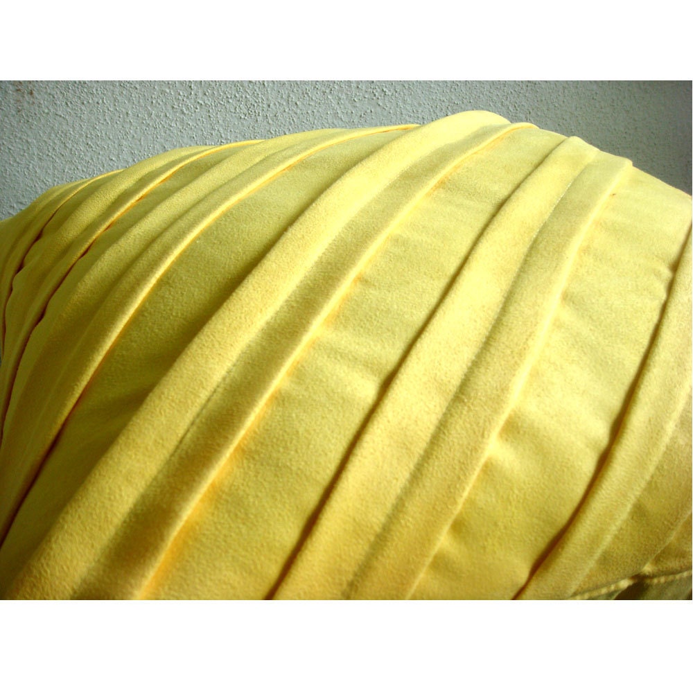 Handmade Yellow Throw Pillow Covers Textured Pintucks Solid