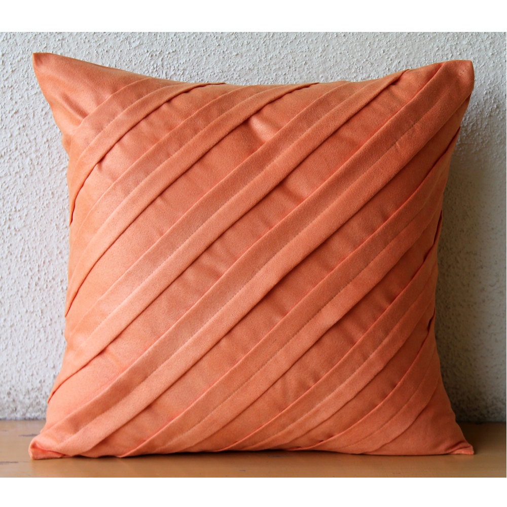 Contemporary Orange Euro Sham Covers 26x26 Inches Suede