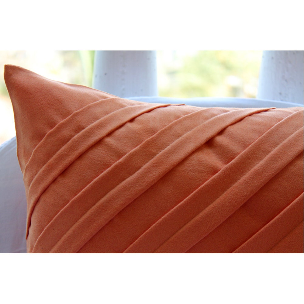 Contemporary Orange Euro Sham Covers 26x26 Inches Suede