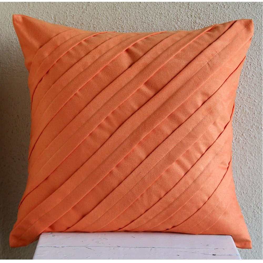 Contemporary Orange Euro Sham Covers 26x26 Inches Suede