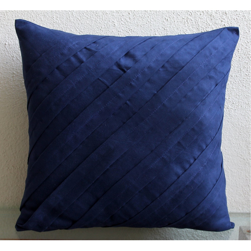 Contemporary Navy Blue Euro Sham 26x26 Inches Suede Euro