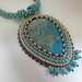 Turquoise sediment jasper bead embroidered necklace by Galeandra