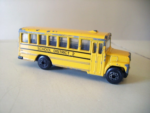 Little Toy School Bus Diecast Metal Vintage 1985 by 30one on Etsy